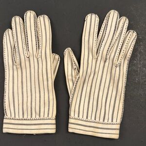 Hermes Vintage 1950s Gloves Wear-Right Grey Striped Size 6 1/2
